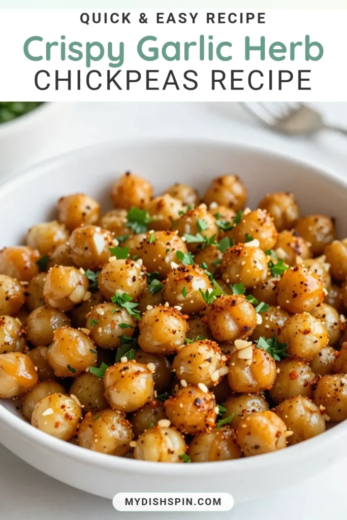 Try this irresistible garlic herb roasted chickpeas recipe for a crunchy, healthy snack you can’t resist. These crispy chickpeas are packed with flavor from garlic, smoked paprika, and herbs, making them perfect for munching or as a salad topping. Easy and quick to make, these vegan roasted chickpeas are oven-roasted to perfection. Click for the full recipe and enjoy guilt-free snacking! #HealthySnacks #VeganRecipes #CrispyChickpeas #OvenRoastedChickpeas