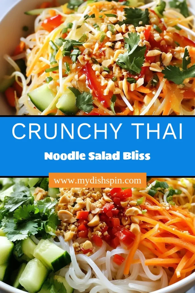 Looking for a refreshing dish? Try this Thai Sweet Chili Noodle Salad! Packed with vibrant veggies and delicious rice noodles, this sweet chili sauce recipe is perfect for any meal. Tossed in a homemade Thai salad dressing, it combines savoriness with crunch, making it a fantastic fresh vegetable salad option. Quick to prepare in just 25 minutes, it's ideal for busy days. Save this easy recipe for your next meal! #ThaiNoodleSalad #SweetChiliSauceRecipe #RiceNoodleSalad #FreshVegetableSalad