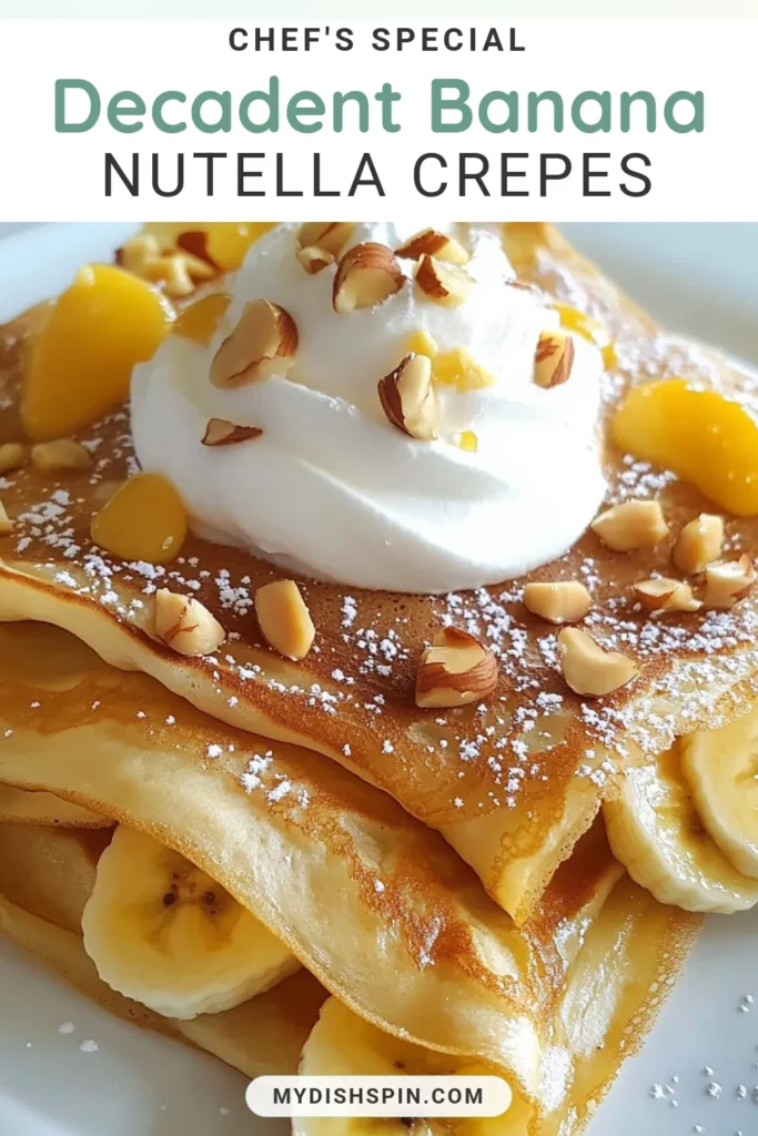 Indulge in delicious Banana Nutella crepes with this easy crepe recipe that elevates your dessert game! Perfect for satisfying chocolate cravings, these homemade crepes with bananas are simple to make and drizzled with Nutella, creating a delightful Nutella dessert experience. Treat yourself to this chocolate banana recipe and impress your friends. Save this recipe for a sweet breakfast, brunch, or dessert! #BananaNutellaCrepes #NutellaDessertRecipes #ChocolateBananaRecipes #EasyCrepeRecipe