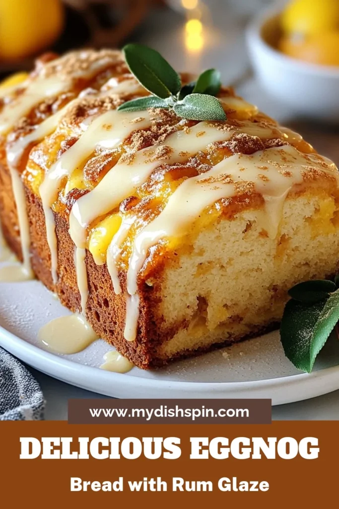 Indulge in the festive spirit with this delicious eggnog bread recipe! Perfect for holiday baking, this moist festive eggnog bread is elevated by a rich rum glaze for bread that will impress your guests. Ideal as a Christmas bread dessert, it combines warm spices and eggnog into a delightful treat. Get ready to bake and share this seasonal favorite! Save and make this recipe today! #ChristmasBaking #EggnogBread #HolidayRecipes #BakingFromScratch