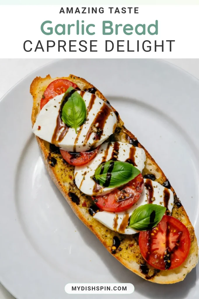 Looking for a delicious twist on a classic? Try this Caprese garlic bread recipe that combines ciabatta bread with gooey mozzarella, ripe tomatoes, and fresh basil. This easy garlic bread with cheese is perfect for any occasion! Don't forget the baked garlic bread with balsamic glaze for that extra flavor boost. Your guests will love this mozzarella tomato basil bread! Save this recipe for a tasty treat! #CapreseGarlicBread #GarlicBreadRecipe #CheesyGarlicBread #BakedGarlicBread