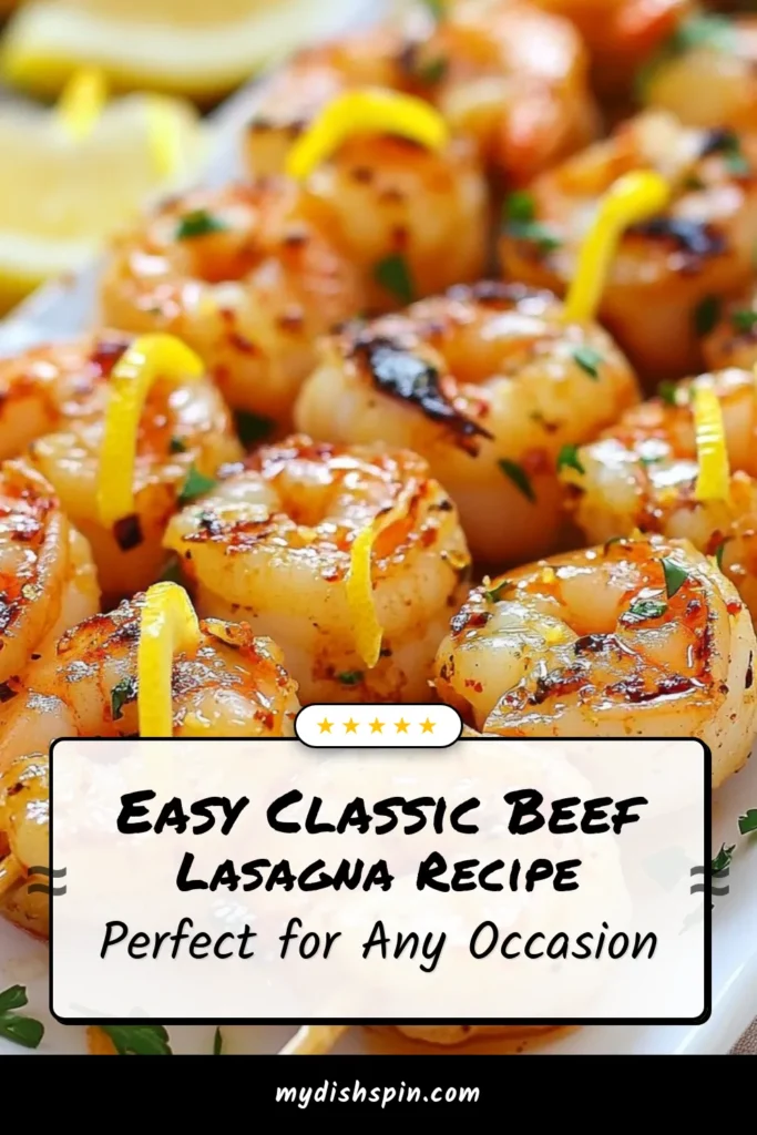 Indulge in these delicious Garlic Butter Lemon Shrimp Skewers, the perfect grilled shrimp appetizers for any occasion! This easy shrimp skewers recipe features a flavorful shrimp skewers marinade that combines garlic, lemon, and herbs for an irresistible taste. Whether you're hosting a party or enjoying a family dinner, these shrimp skewers are sure to impress! Save this lemon shrimp recipe for your next cookout! #GarlicButterShrimpSkewers #GrilledShrimp #EasyShrimpSkewers #ShrimpAppetizers