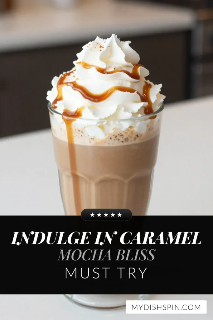 Discover how to make a delicious Caramel Mocha Frappuccino with this easy recipe! This homemade frappuccino with caramel is the perfect coffee dessert drink to satisfy your sweet cravings. In just 10 minutes, you can whip up this refreshing coffee frappuccino recipe, topped with whipped cream and drizzled with extra caramel. Ready to indulge? Save this Caramel Mocha Frappuccino recipe now! #CaramelMocha #FrappuccinoRecipe #CoffeeLovers #DessertDrinks