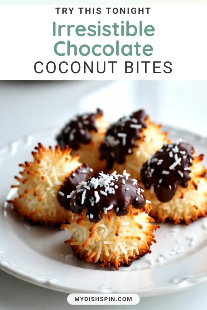 Indulge in these Chocolate Coconut Macaroons—a delightful treat that’s sure to impress! This Easy Macaroon Recipe combines shredded unsweetened coconut and sweetened condensed milk for the perfect texture. Plus, these No-Bake Chocolate Macaroons are quick and simple to make! Dip them in rich chocolate for a decadent touch. Try these Coconut Macaroons with Chocolate today! Click to save the recipe! #ChocolateCoconutMacaroons #EasyMacaroonRecipe #NoBakeChocolateMacaroons #SweetenedCondensedMilkMacaroons