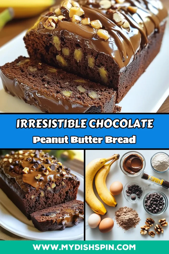 Indulge in this irresistible Chocolate Peanut Butter Banana Bread! This easy banana bread recipe combines ripe bananas, creamy peanut butter, and rich cocoa powder for a deliciously moist treat. It’s not just a peanut butter dessert recipe; it’s a healthy banana bread that everyone will love. Perfect for breakfast or a snack, this easy chocolate banana bread is sure to impress! Save this recipe for a delightful baking experience. #BananaBreadRecipe #ChocolatePeanutButter #HealthyDessert #EasyBaking