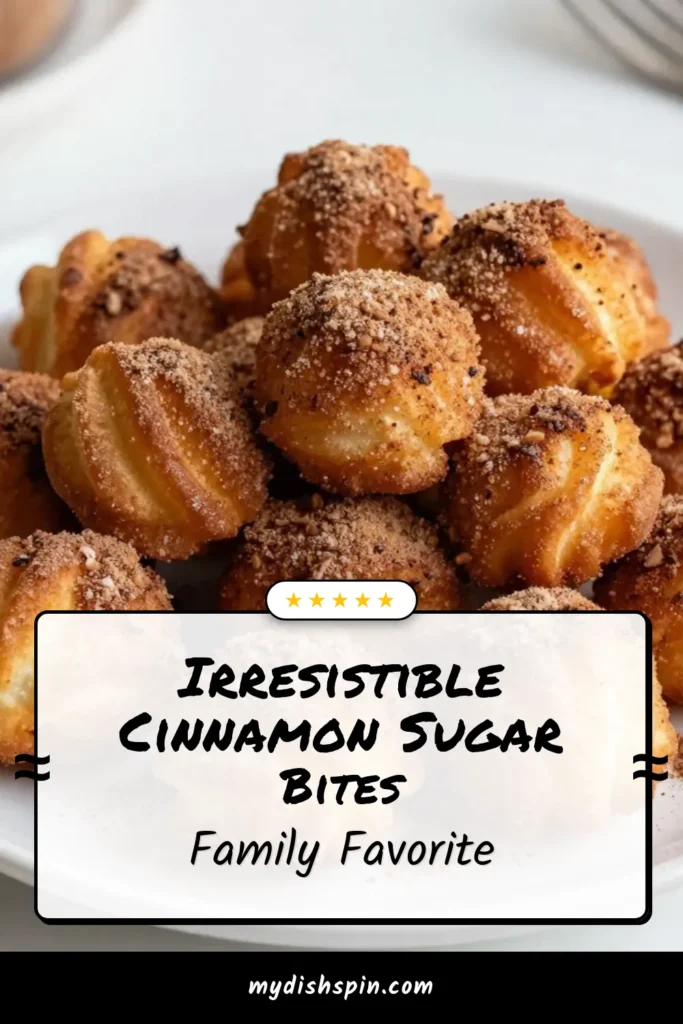 Indulge in these delicious Cinnamon Sugar Churro Bites, the perfect easy churro recipe for any dessert lover! These bite-sized churros are quick to make at home and covered in sweet cinnamon sugar for an irresistible treat. Ideal for sharing, this churro dessert recipe is a guaranteed hit at any gathering or family night. Try it today and elevate your dessert game! Save this recipe for later! #ChurroBites #HomemadeChurros #CinnamonSugar #DessertRecipe