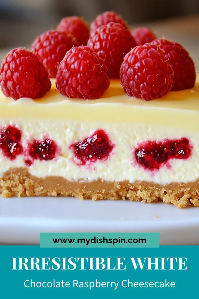 Indulge in this delightful White Chocolate Raspberry Cheesecake that’s both a gorgeous and delicious easy cheesecake recipe perfect for any occasion. Made with cream cheese, melted white chocolate, and fresh raspberries, this no-bake cheesecake idea is a must-try for raspberry dessert lovers. Treat yourself and your guests to this creamy dessert – they’ll be asking for seconds! Save this recipe for your next dessert indulgence! #WhiteChocolateRaspberryCheesecake #CreamCheeseDessert #RaspberryDesserts #EasyCheesecakeRecipe