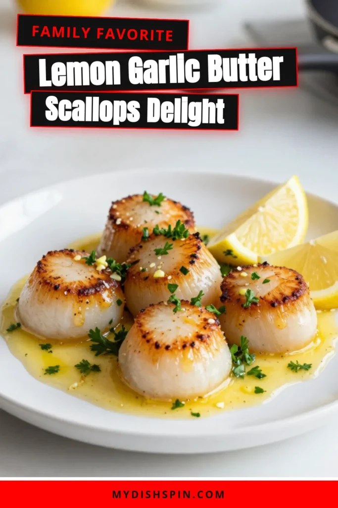 Indulge in this easy scallop recipe with Lemon Garlic Butter Scallops! Perfect for a quick seafood dinner, these seared scallops are coated in a luscious lemon butter sauce that elevates any meal. With a prep time of just 10 minutes, this scallops with lemon butter sauce recipe is ideal for busy weeknights. Click to discover the full recipe and impress your guests! #Scallops #SeafoodRecipe #DinnerIdeas #EasyRecipes