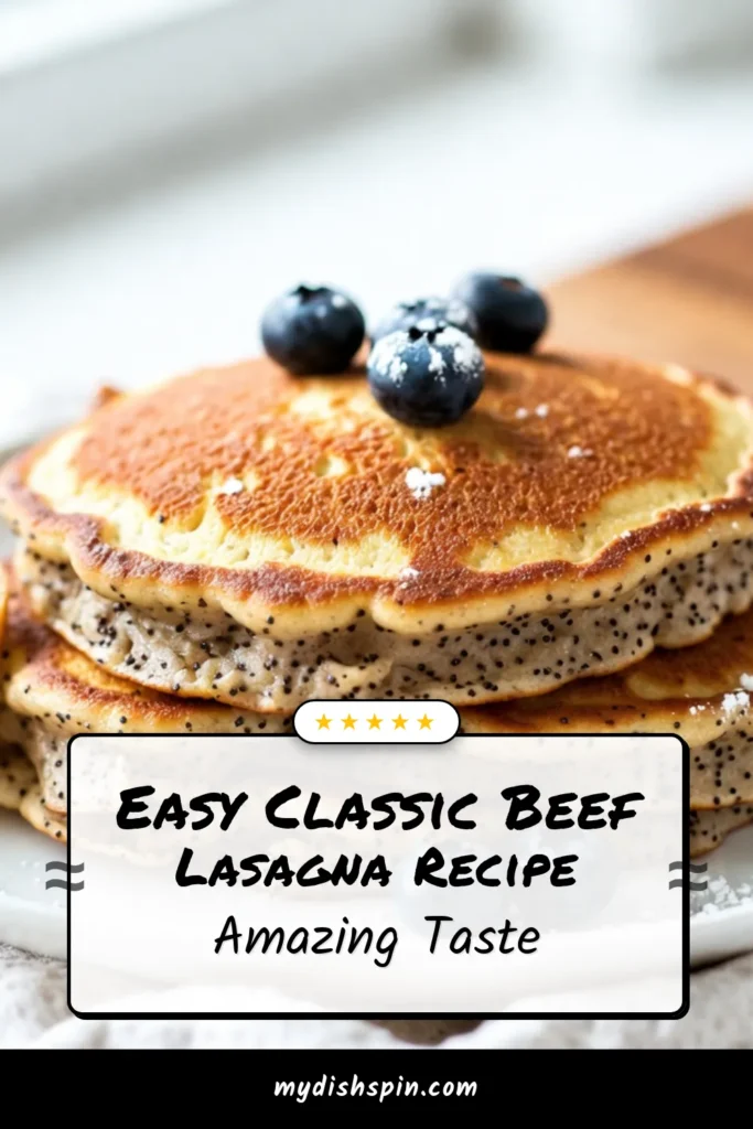 Indulge in these delightful lemon poppy seed pancakes! This zesty pancake recipe combines fluffy buttermilk pancakes with a burst of lemon flavor. Enjoy homemade pancakes with lemon that are easy to make and sure to impress. Whether for breakfast or brunch, these fluffy lemon pancakes are a must-try. Don't miss out—save this recipe for your next meal! #LemonPoppySeedPancakes #FluffyPancakes #ZestyRecipes #HomemadePancakes