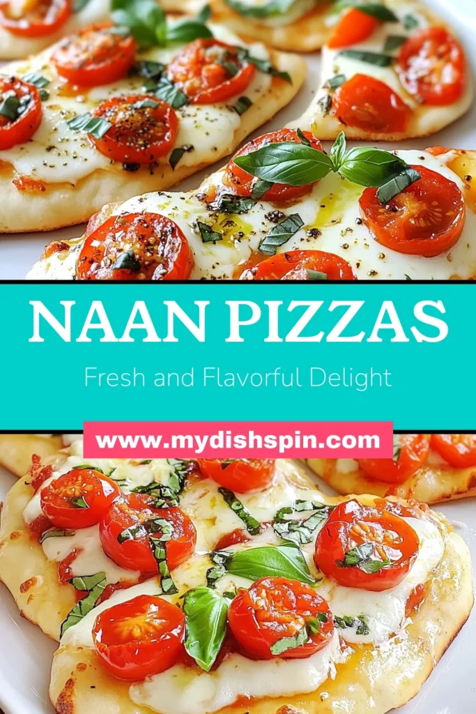 Craving a delicious snack? Try these Margherita naan pizzas! This easy naan pizza recipe combines fresh mozzarella, cherry tomatoes, and basil on warm naan bread for a quick pizza appetizer that's perfect for any occasion. Homemade naan pizza has never been simpler! Bake in just 12 minutes and enjoy this delightful twist on a classic favorite. Save this recipe for a tasty treat! #NaanPizzaRecipe #MargheritaNaanPizza #EasyNaanPizzas #QuickPizzaAppetizer