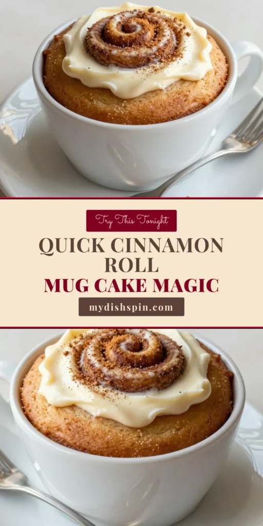 Indulge in a warm and delicious cinnamon roll mug cake that’s ready in just minutes! This easy dessert recipe is perfect for satisfying your sweet tooth with minimal effort. Simply mix ingredients in a mug, microwave, and enjoy your quick cinnamon cake – a perfect single serving cake recipe. Don't miss out on this simple yet satisfying treat. Try this cinnamon roll mug cake today! #MugCake #EasyDesserts #CinnamonRoll #QuickTreats