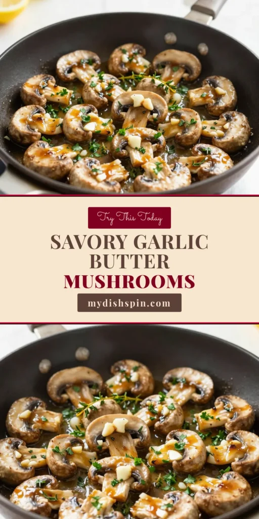 Discover the delicious Garlic Butter Mushroom Skillet recipe that's perfect for any meal! This easy mushroom side dish features sautéed mushrooms with garlic and a rich creamy garlic sauce that elevates your dinner. Impress your guests with these flavorful garlic butter mushrooms. Ready in just 20 minutes! Click to save this skillet mushroom recipe and enjoy the ultimate mushroom experience. #MushroomRecipes #EasySideDish #GarlicButter #SkilletCooking