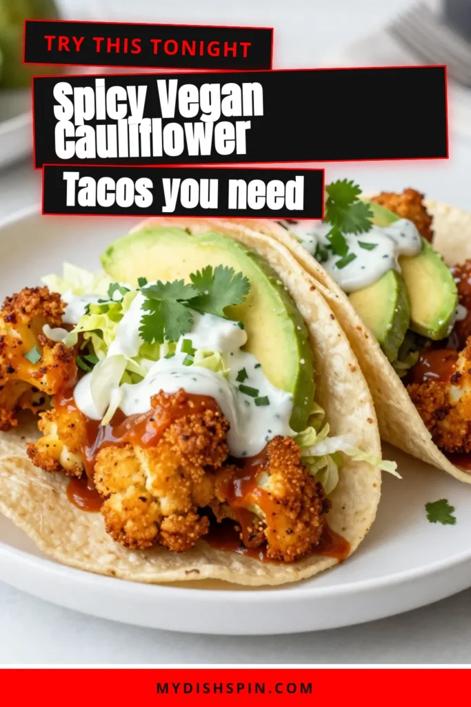Indulge in these Vegan Buffalo Cauliflower Tacos for a delicious and healthy meal! This plant-based cauliflower taco recipe is packed with flavor and perfect for taco night. With crispy buffalo cauliflower, creamy dairy-free ranch, and fresh toppings, it's a must-try! Elevate your taco game with this easy vegan taco recipe. Don’t miss out—save this Buffalo Cauliflower Recipe today! #VeganTacos #PlantBased #BuffaloCauliflower #DairyFreeTacos
