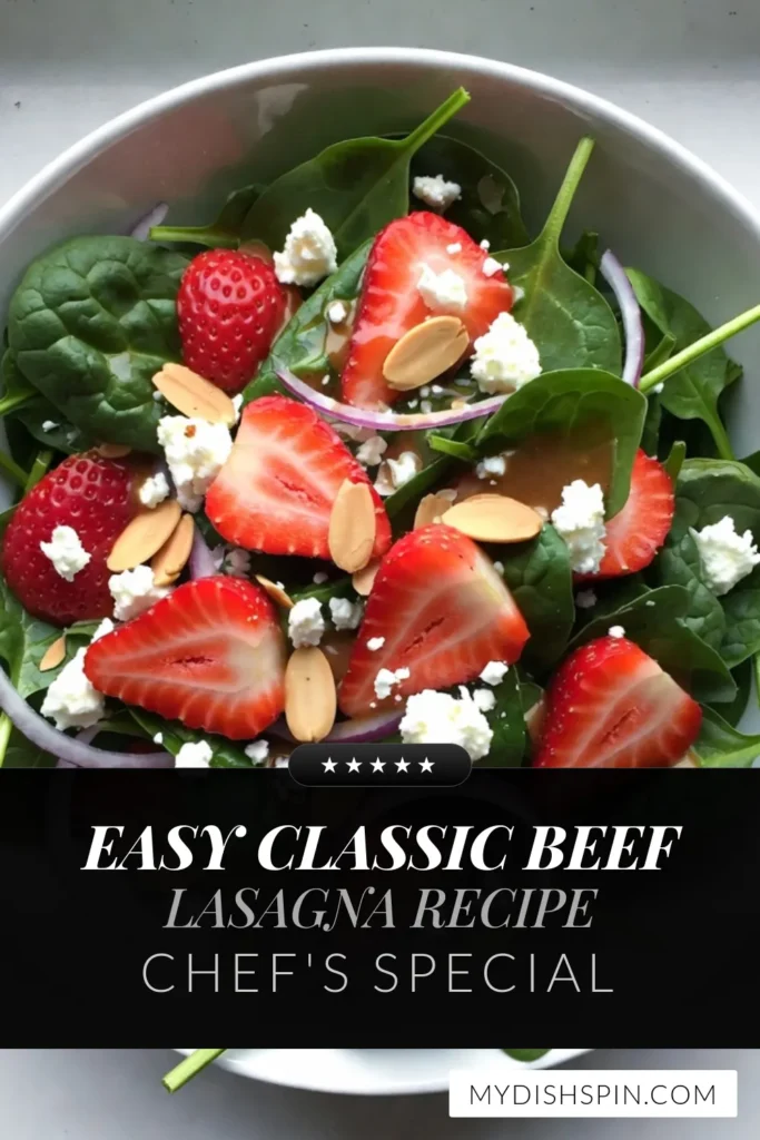 Looking for a refreshing dish? Try this delicious strawberry spinach salad perfect for summer! Packed with nutrient-rich spinach and sweet strawberries, this healthy spinach recipe is topped with feta for added flavor. Drizzled with a tangy balsamic vinaigrette, this summer salad with strawberries is a crowd-pleaser. Get the full recipe and elevate your meals today! Save and share! #StrawberrySpinachSalad #HealthySpinachRecipes #SummerSalad #BalsamicVinaigretteRecipes