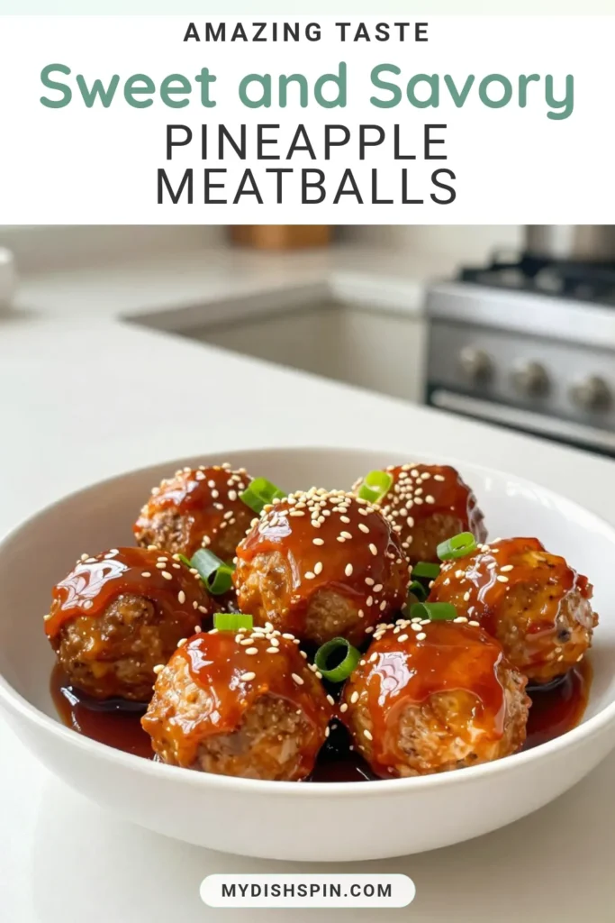 Discover the ultimate easy teriyaki recipe with these Pineapple Teriyaki Meatballs! Made with ground turkey, these flavorful meatballs are baked to perfection and tossed in a delicious pineapple teriyaki sauce. Perfect for busy weeknights, this recipe will delight your family with its sweet and savory taste. Try this quick meal today and elevate your dinner game! Don’t forget to save this recipe! #PineappleTeriyakiMeatballs #GroundTurkeyMeatballs #EasyTeriyakiRecipe #FlavorfulMeatballRecipe