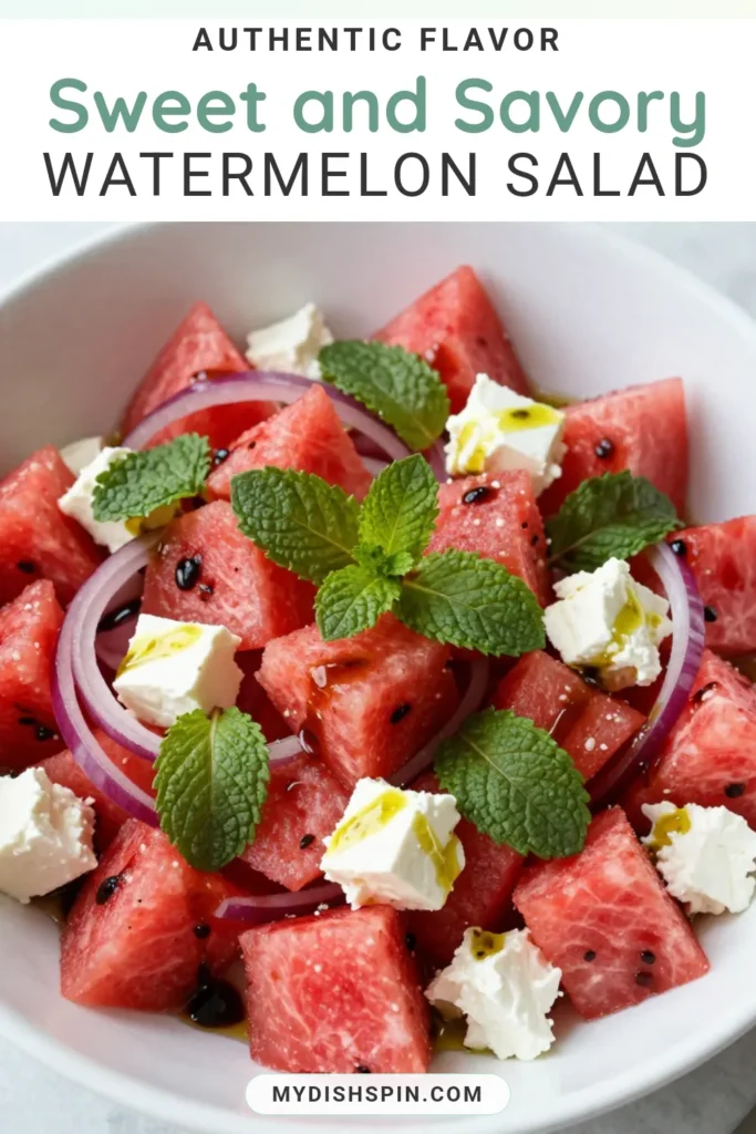 Looking for a refreshing summer salad? Try this Watermelon Feta Mint Salad! This watermelon mint salad recipe combines juicy watermelon, creamy feta cheese, and fresh mint for a deliciously healthy summer dish. In just 10 minutes, you can whip up this vibrant watermelon feta salad that's perfect for any gathering. Save this recipe for a cool, flavorful side that everyone will love! #WatermelonFetaSalad #HealthySummerDishes #FetaCheeseSalad #WatermelonMintSaladRecipe