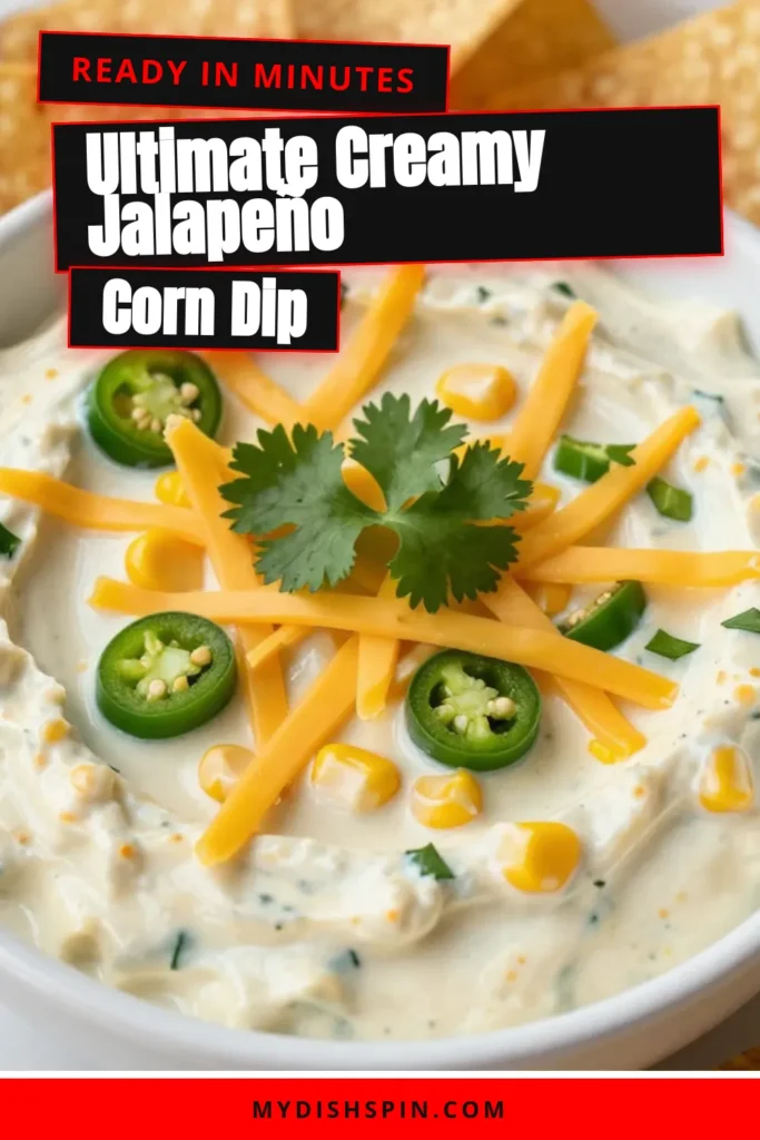 Elevate your next gathering with this Creamy Jalapeño Corn Dip! This easy party dip features a perfect blend of sweet corn, zesty jalapeños, and rich cheese, making it an irresistible tortilla chip dip everyone will love. Whether you're hosting a game night or a summer BBQ, this spicy cheese dip is sure to be a hit. Check out this delicious corn dip recipe, and don’t forget to save for later! #CornDipRecipe #SpicyCheeseDip #TortillaChipDip #EasyPartyDip