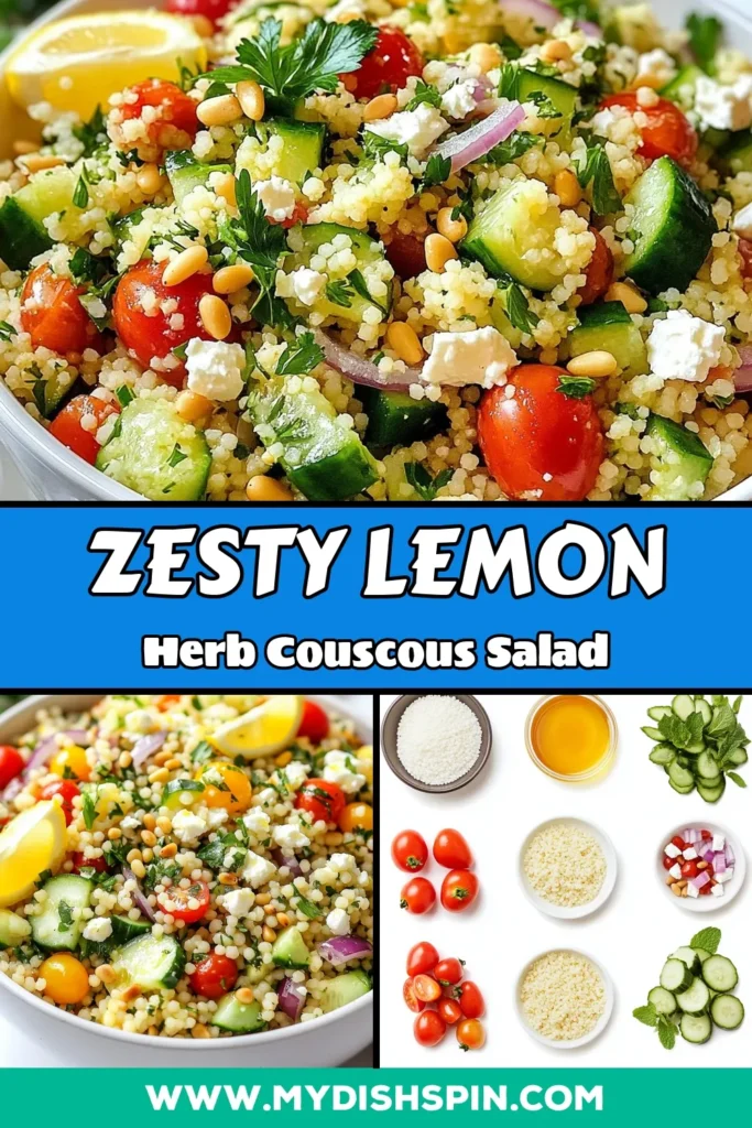 Discover the refreshing taste of Lemon Herb Couscous Salad, the perfect light summer salad! This Mediterranean couscous salad features vibrant vegetables like cucumber and cherry tomatoes, combined with fluffy couscous and fresh herbs. Try this easy herb couscous recipe for a delicious side dish or healthy meal. Save this lemon couscous salad recipe for your next gathering! #CouscousWithVegetables #LightSummerSalad #MediterraneanCouscousSalad #HerbCouscousRecipe
