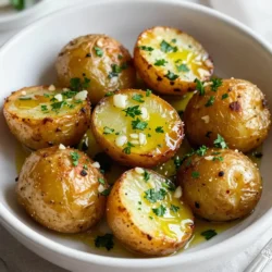 - Baby potatoes: 2 lbs, halved - Garlic: 4 cloves, minced - Olive oil: 3 tablespoons - Dried thyme: 1 teaspoon - Dried rosemary: 1 teaspoon - Smoked paprika: 1 teaspoon - Salt and pepper: to taste - Fresh parsley: chopped (for garnish) When making garlic herb roasted potatoes, you want to start with fresh baby potatoes. They're small and tender, making them perfect for roasting. Halving them allows for more surface area, which helps them get crispy. Next, garlic plays a big role. Four cloves, minced, give a strong flavor. You can adjust this if you prefer a milder taste. Olive oil is crucial for roasting. It coats the potatoes and helps them brown nicely. Use three tablespoons for the best results. For herbs, we use a mix of dried thyme and dried rosemary. Each brings its own unique flavor. A teaspoon of each is just right. Smoked paprika adds a nice depth and a hint of smokiness. Don't forget salt and pepper! They enhance all the flavors. Finally, fresh parsley is for garnish. It adds a pop of color and freshness when serving. Enjoy these simple and tasty ingredients to create a delightful dish! {{ingredient_image_1}} - Preheat the oven to 425°F (220°C). - Prepare the baking sheet with parchment paper. Start by heating your oven. This step gets the heat just right for roasting. Next, grab a baking sheet. Lining it with parchment paper helps with easy clean-up later. - Combine baby potatoes, garlic, olive oil, herbs, spices, salt, and pepper. In a large bowl, add the halved baby potatoes. You want them to be bite-sized. Then, add the minced garlic for a strong flavor. Pour in the olive oil to help everything blend. Next, sprinkle in the dried thyme, rosemary, and smoked paprika. These herbs give the dish its tasty kick. Finish with a pinch of salt and pepper. Mix everything well. You want each potato to be fully coated. This ensures every bite is full of flavor. - Spread potatoes on the baking sheet and roast for 25-30 minutes. - Flip potatoes halfway for even cooking. Now, spread the potatoes out on the baking sheet. Make sure they are in a single layer. This helps them roast evenly. Place the sheet in your preheated oven and set a timer for 25-30 minutes. Halfway through cooking, take them out and flip the potatoes. This step is key for even browning. When they are golden and tender, they are ready to come out. To get crispy potatoes, always spread them in a single layer on the baking sheet. This helps them roast evenly. Overcrowding will make them steam, which keeps them soft. Flip the potatoes halfway through the cooking time, around 15 minutes in. This helps brown both sides and gives a nice crunch. Want to spice things up? You can add more herbs like oregano or basil. A sprinkle of cayenne pepper can add heat. For a unique twist, try fresh rosemary instead of dried. Mix and match to find your favorite flavor. For a beautiful presentation, serve the roasted potatoes in a rustic bowl. Sprinkle fresh parsley on top for a pop of color. Adding lemon slices on the side brings a fresh touch. This not only looks great but also adds a zesty flavor when served. Pro Tips Use Fresh Herbs: For an even more vibrant flavor, consider using fresh herbs instead of dried. Just remember to adjust the quantities accordingly, as fresh herbs are often more potent. Even Cooking: To ensure even cooking and browning, make sure to spread the potatoes out in a single layer on the baking sheet. Overcrowding can cause them to steam rather than roast. Customize Spices: Feel free to experiment with different spices! Adding a pinch of cayenne pepper for heat or using Italian seasoning can give the potatoes a unique twist. Rest Before Serving: Allow the roasted potatoes to rest for a few minutes before serving. This helps them firm up a bit and enhances their flavor as they cool slightly. {{image_2}} You can mix and match herbs for new flavors. Try using oregano or basil instead of thyme and rosemary. Oregano gives a warm, earthy taste, while basil adds a sweet note. Both herbs work well and can change the dish's vibe. You can also add fresh herbs right before serving for a brighter flavor. Want to add a twist? Try mixing in cheese or balsamic vinegar. A sprinkle of grated parmesan can make the potatoes rich and creamy. For a tangy kick, drizzle some balsamic vinegar before serving. This adds a sweet and sour touch that pairs well with the garlic. These roasted potatoes fit well with many vegetarian dishes. Serve them alongside grilled veggies or a fresh salad for a complete meal. They also make a great side for a vegan protein like lentils or chickpeas. The flavors complement each other and create a colorful plate. To store leftover garlic herb roasted potatoes, let them cool first. Place the cooled potatoes in an airtight container. This keeps them fresh and prevents strong smells. You can refrigerate them for up to four days. When you are ready to eat them, reheat in the oven or microwave. For the oven, use 350°F (175°C) until heated through. This helps restore their crispness. If you want to freeze your potatoes, do this right after cooking. Let them cool completely before freezing. Use a freezer-safe bag or container. Remove as much air as possible to avoid freezer burn. These potatoes can last up to three months in the freezer. To thaw, place them in the fridge overnight. Reheat in the oven to regain their crispiness. Garlic herb roasted potatoes last about four days in the fridge. In the freezer, they can last for three months. To enjoy the best flavor and texture, use them within these time frames. If they smell off or look strange, it’s best to toss them. Always trust your senses when it comes to food safety. For roasting, I love using baby potatoes. They are small, tender, and cook evenly. Red or yellow potatoes also work well. They have smooth skins and great flavor. You can even use Yukon Golds for a buttery taste. Yes, you can prep these potatoes in advance. Cut and season them a few hours early. Store them in the fridge until you are ready to cook. Just remember to toss them with olive oil and herbs again before roasting. This keeps their flavor fresh. To achieve perfect roasted potatoes, start with even-sized pieces. Halve the baby potatoes for uniform cooking. Use enough olive oil to coat them well. Spread them in a single layer on the baking sheet. Don’t overcrowd them. Flip the potatoes halfway through roasting for even browning. This gives you that crispy outside and soft inside. This blog shared a delicious recipe for garlic herb roasted potatoes. We covered the ingredients, step-by-step instructions, and helpful tips to make them crispy and tasty. Remember to use fresh herbs and ensure even roasting for the best results. You can even explore different flavors and variations to match your meals. Now you’re ready to impress with a simple, flavorful dish! Keep experimenting and enjoy perfect potatoes every time.