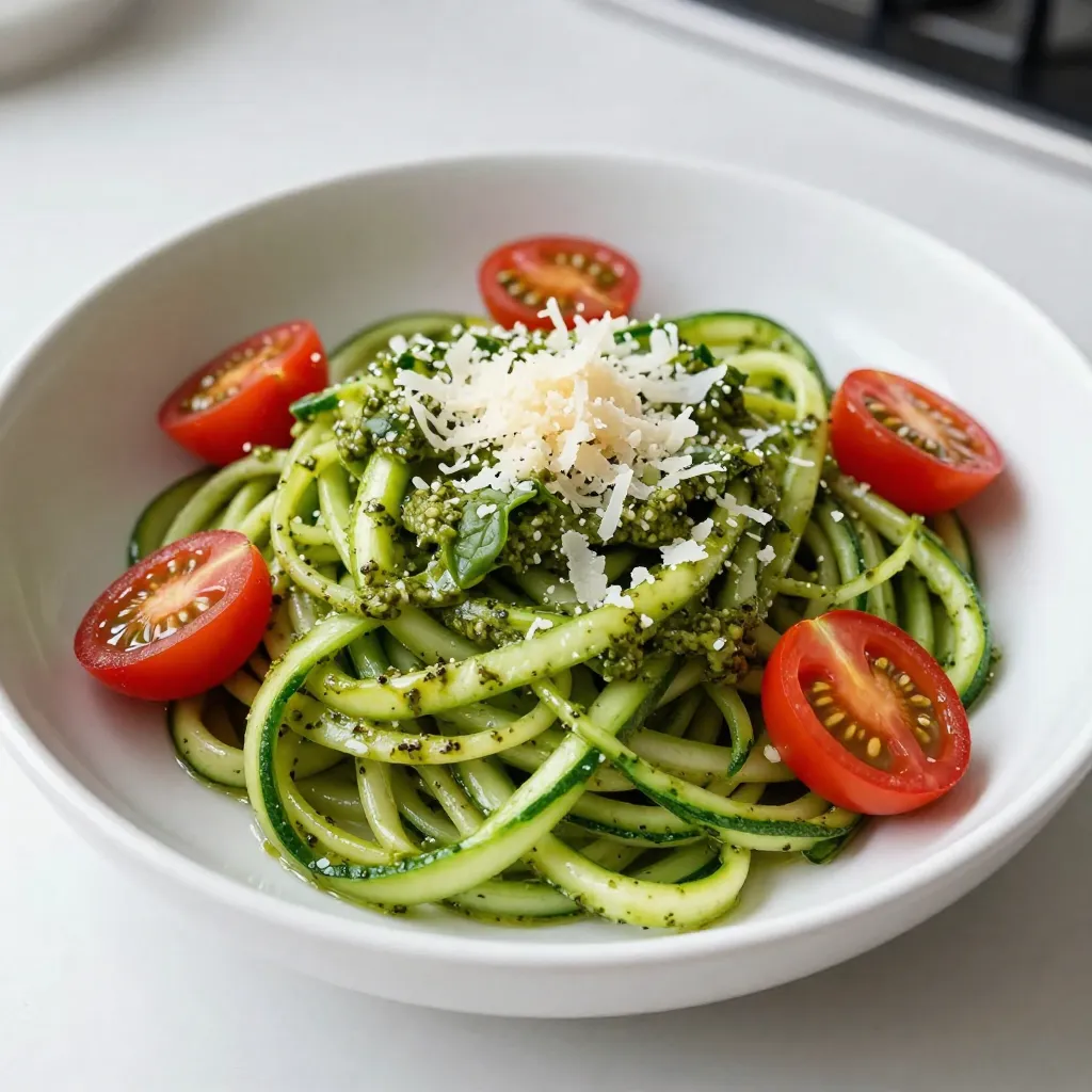 Pesto Parmesan Zucchini Noodles Delightful Healthy Dish