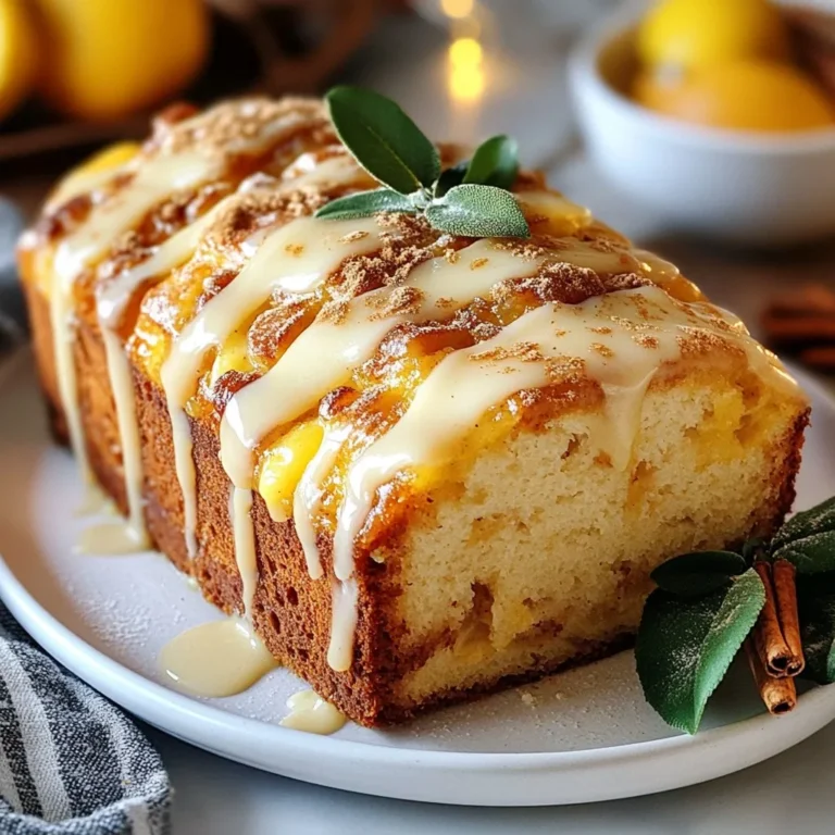 - 2 cups all-purpose flour - 1 teaspoon baking powder - 1/2 teaspoon baking soda - 1/4 teaspoon salt - 1 teaspoon ground nutmeg (plus extra for garnish) - 1 teaspoon ground cinnamon - 3/4 cup granulated sugar - 1/2 cup unsalted butter, softened - 2 large eggs - 1 cup eggnog - 1 teaspoon vanilla extract - 1/4 cup milk (for glaze) - 1 cup powdered sugar (for glaze) Gathering the right ingredients makes all the difference in baking. For this eggnog bread, start with dry ingredients. You need all-purpose flour, baking powder, baking soda, salt, nutmeg, and cinnamon. These spices give the bread its warm holiday flavor. Next, you need wet ingredients. Grab granulated sugar, unsalted butter, eggs, eggnog, and vanilla extract. The eggnog is key; it adds moisture and a festive taste. Lastly, prepare for the *glaze*. Mix milk and powdered sugar to give your bread a sweet finish. This glaze adds a nice touch and ties together the flavors perfectly. Having all these ingredients ready helps you stay organized. It makes the process easier and more fun. Plus, you’ll feel the holiday spirit as you mix these flavors together! {{ingredient_image_1}} - Preheat the oven to 350°F (175°C). - Grease or line the loaf pan with parchment paper. - In a medium bowl, whisk together the dry ingredients: flour, baking powder, baking soda, salt, nutmeg, and cinnamon. This step helps mix all the flavors well and ensures even baking. - In a large bowl, cream together the softened butter and granulated sugar until light and fluffy. This should take about 3-4 minutes. - Next, add the eggs one at a time, beating well after each addition. - Mix in the eggnog and vanilla extract until the mixture is smooth and combined. - Gradually add the dry ingredients to the wet mixture. Stir until just mixed; it’s okay to have a few lumps. This keeps the bread light and fluffy. - Pour the batter into the prepared loaf pan. Smooth the top with a spatula. - Bake in the preheated oven for 50-60 minutes. Check for doneness by inserting a toothpick. It should come out clean when the bread is ready. - Once baked, cool the bread in the pan for about 10 minutes. After that, transfer it to a wire rack to cool completely before glazing. This ensures the glaze sticks well and doesn’t soak in. To check if your bread is done, insert a toothpick into the center. If it comes out clean, your bread is ready. If it has wet batter on it, let it bake a little longer. I recommend placing your loaf pan in the center of the oven. This helps the heat circulate evenly and bakes the bread perfectly. For a perfect glaze, mix the powdered sugar with milk until it's smooth. If it’s too thick, add a bit more milk. If it’s too runny, add more powdered sugar. Timing is key! Apply the glaze once the bread has cooled completely. This prevents it from soaking in and keeps the glaze on top. Serve slices on a festive plate to create a holiday vibe. You can add a sprinkle of nutmeg and a sprig of cinnamon to each slice for a lovely touch. This not only looks good but also adds to the flavor. Your guests will love the look and taste! Pro Tips Use Fresh Nutmeg: Freshly grated nutmeg will provide a more intense and aromatic flavor compared to pre-ground nutmeg. Consider investing in a microplane to grate it just before using. Don’t Overmix: When combining the wet and dry ingredients, mix until just combined. Overmixing can lead to a dense bread, so it’s okay if there are a few lumps. Glaze Consistency: For a perfect glaze, adjust the milk gradually. Start with a little and add more until you reach a smooth, drizzle-worthy consistency. Cool Completely: Allow the bread to cool completely before adding the glaze. This prevents the glaze from melting into the bread and losing its beautiful appearance. {{image_2}} You can boost the flavor of your eggnog bread in many ways. Adding chocolate chips gives a sweet twist. I love dark chocolate chips for a rich taste. Nuts, like walnuts or pecans, add a nice crunch. They also bring out the warm spices in the bread. Want a unique flavor? Try different spices! Swap out some cinnamon for cardamom or ginger. Each spice brings its own warmth and depth. You can even add a hint of vanilla bean for extra richness. If you want to change the glaze, consider a maple glaze. It offers a sweet, earthy taste that pairs well with eggnog. Just mix maple syrup with powdered sugar for a quick glaze. Another great option is a citrus icing. A simple glaze made with lemon or orange juice adds a bright, fresh flavor. It lightens up the bread and complements the spices nicely. For those needing gluten-free options, use a gluten-free flour blend. It works well and keeps the texture light. Just make sure to check the blend for baking powder and baking soda. You can also make this recipe vegan. Use a vegan eggnog instead of regular eggnog. Aquafaba, or chickpea water, is a great egg substitute. It adds moisture without altering the taste. To keep your eggnog bread fresh, wrap it well. Use plastic wrap or aluminum foil. A tight seal helps keep moisture in. You can also store it in an airtight container. This adds extra protection from air. Place the bread in a cool, dry area. Avoid direct sunlight, which can dry it out. You can freeze eggnog bread for later use. First, let it cool completely. Then, wrap it tightly in plastic wrap. Place it in a freezer-safe bag or container. This keeps out air and prevents freezer burn. When you're ready to enjoy it, remove it from the freezer. Thaw it overnight in the fridge. For quicker thawing, leave it at room temperature for a few hours. At room temperature, eggnog bread lasts about 3 to 5 days. Keep it wrapped or in a container for best results. If you store it in the fridge, it can last up to a week. Just remember, refrigeration may change the texture slightly. Always check for signs of spoilage before serving. Can I make this bread in advance? Yes, you can make this bread a day or two ahead of time. Just store it in an airtight container. This helps the flavors blend well. You can also freeze it for longer storage. Wrap it tightly in plastic wrap before freezing. Is there a non-alcoholic version of the rum glaze? Absolutely! You can skip the rum and use milk or a splash of vanilla extract instead. This keeps the glaze sweet and tasty without the alcohol. What pairs well with eggnog bread? Eggnog bread goes well with coffee or tea. You can also serve it with whipped cream or a scoop of vanilla ice cream. Adding fresh fruit like berries can bring a nice touch too. Can I serve it for breakfast or dessert? You can serve this bread for both breakfast and dessert. It is sweet and rich enough for dessert and light enough for a morning treat. What to do if the bread is too dry? If your bread turns out dry, try adding a bit of milk or cream to each slice when you serve it. You can also serve it with a dollop of whipped cream for added moisture. How to fix a sunken loaf? A sunken loaf usually means it did not bake long enough. To fix this, try baking it a little longer next time. Make sure your oven is preheated and check the bread with a toothpick before it’s done. You now know how to bake a delicious eggnog bread with ease. We covered the key ingredients, detailed steps, and smart tips for perfect results. Whether you want to enrich your holiday table or enjoy it anytime, this recipe fits the bill. Don't forget to try fun variations and store it correctly for fresh bites. Embrace your creativity in the kitchen, and enjoy every slice of this festive delight. Happy baking!