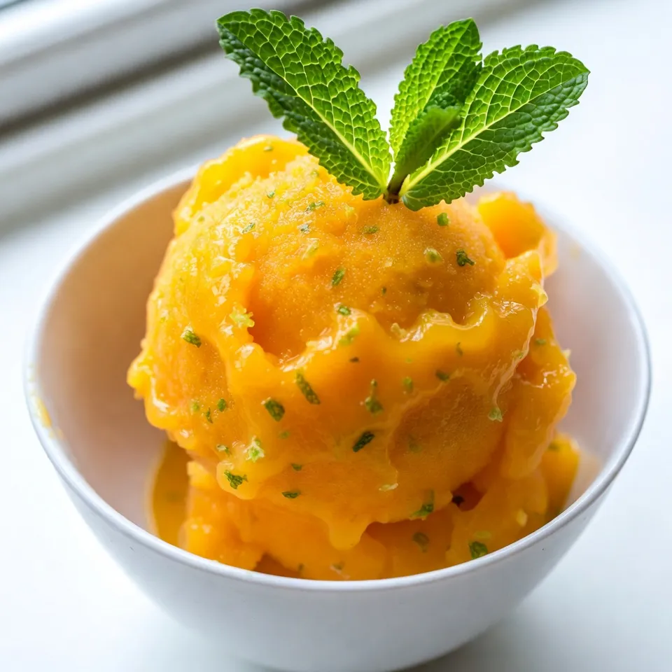 - 3 ripe mangoes, peeled and diced - 1/2 cup fresh lime juice (about 4-5 limes) - 1/4 cup sugar (adjust to taste) - 1 cup coconut water (or water) - A pinch of salt To make mango lime sorbet, you need fresh ingredients. Ripe mangoes give the best flavor. Choose mangoes that feel soft when you press them. The lime juice adds a zesty kick. Fresh limes are key for the best taste. For sweetness, use sugar. You can adjust it to your liking. If you prefer, try honey or agave syrup. Coconut water adds a nice tropical touch. You can also use plain water if you want. The pinch of salt balances the sweetness and enhances the flavors. Gather all these ingredients, and you’re ready to create a delightful sorbet. This refreshing treat is perfect for hot days or any time you crave something sweet and fruity. {{ingredient_image_1}} First, gather your ingredients. You will need 3 ripe mangoes, 1/2 cup of fresh lime juice, 1/4 cup of sugar, 1 cup of coconut water, and a pinch of salt. Take your diced mangoes and place them in a blender. Add the lime juice, sugar, coconut water, and salt. Blend the mixture until it is smooth and creamy. Taste it! If it needs more sweetness, add a bit more sugar. Blend again to mix it well. Now, pour the blended mixture into a shallow dish or an ice cream maker. If you choose a shallow dish, freeze it for about 30 minutes. After 30 minutes, take it out and use a fork to scrape and stir the mixture. This step breaks up any ice crystals. Return it to the freezer. Repeat this scraping process every 30 minutes for 2-3 hours. You want the sorbet to become firm and fluffy. If you're using an ice cream maker, follow the instructions until it is churned and smooth. Once your sorbet reaches the right texture, transfer it to an airtight container. Freeze it for an additional 1-2 hours. This step helps it firm up even more. Now, you are ready to serve your delicious mango lime sorbet! Enjoy the fresh and vibrant flavors. To make Mango Lime Sorbet smooth and creamy, use a scraping technique. After freezing for 30 minutes, take a fork and scrape the mixture. This breaks up any ice crystals that form. Stir well and return it to the freezer. Repeat this every 30 minutes for 2-3 hours. This method helps create that fluffy texture we all love. You may want to adjust the sugar to match your taste. Start with 1/4 cup, then taste the mixture after blending. If you want it sweeter, add more sugar in small amounts. This way, you get a sorbet that pleases your palate. How you serve your sorbet can make it even more special. Try serving it in chilled bowls to keep it fresh. For a fun twist, use hollowed lime halves. They add color and make your dessert look fancy! Don't forget to garnish! Lime zest gives a bright look, and fresh mint leaves add a pop of green. These small touches make your sorbet look as good as it tastes. Pro Tips Choose Ripe Mangoes: The ripeness of mangoes is key to achieving the best flavor. Look for mangoes that are slightly soft to the touch and have a fragrant aroma. Adjust Lime Juice: Depending on your taste preference, you can adjust the amount of lime juice for more tartness or sweetness. Start with less and add more to taste. Crystal-Free Texture: To avoid ice crystals, make sure to stir the sorbet every 30 minutes while it’s freezing. This will ensure a smooth and fluffy consistency. Creative Serving Ideas: For a fun presentation, serve the sorbet in halved lime shells or add fresh fruit toppings. It makes for a beautiful and refreshing dessert! {{image_2}} You can easily change the taste of mango lime sorbet. Adding other fruits makes it fun. Try using pineapple or peach for a tropical twist. This brings new flavors and sweetness. You can also use different juices. Grapefruit or orange juice adds a nice zing. Mixing these juices gives the sorbet a fresh and bright taste. Experimenting helps you find your favorite blend. You can adapt this recipe to fit your diet. To make it vegan, use coconut water or water. You can skip the sugar for a low-sugar option. Use a natural sweetener like stevia instead. This keeps the sorbet sweet but healthier. Adjusting the recipe makes it fit your needs while still tasting great. Enjoy your sorbet guilt-free! To keep your mango lime sorbet fresh, store it in an airtight container. This helps prevent ice crystals from forming. Place a piece of plastic wrap directly on the surface of the sorbet before sealing the container. This extra layer helps keep air out. When you want to serve it, let the sorbet sit at room temperature for a few minutes. This will make it easier to scoop. You can store the sorbet in the freezer for up to two weeks. After that, it may start to lose its texture and flavor. To ensure the best taste and texture, try to eat it within the first week. If the sorbet develops any ice crystals, just scrape them away with a fork before serving. This will help bring back its smoothness. Answer: Alternatives include regular water or fruit juice. If you want a lighter taste, regular water works well. For more flavor, use fruit juice like pineapple or orange juice. Both options will still give a nice texture to the sorbet. Coconut water adds a unique taste, but these substitutes do just fine. Answer: Look for a firm and fluffy texture. The sorbet should not feel icy or hard. It needs to be smooth and light when you scoop it. To test it, take a spoon and dig in. If it feels airy and holds its shape, it’s ready to serve! Answer: Yes, frozen mango may be used; adjust the blending process. If using frozen mangoes, let them sit out for a few minutes to soften. This will help your blender blend them smoothly. You might need to add a bit more liquid if the mix is too thick. This blog explained how to make a tasty mango sorbet. You learned the best ingredients, like fresh mangoes and lime juice. I shared easy steps on blending and freezing the mixture. Plus, I offered tips for the perfect texture and fun ways to serve it. By trying different fruits and juices, you can make your own unique sorbet. Enjoy experimenting in your kitchen!