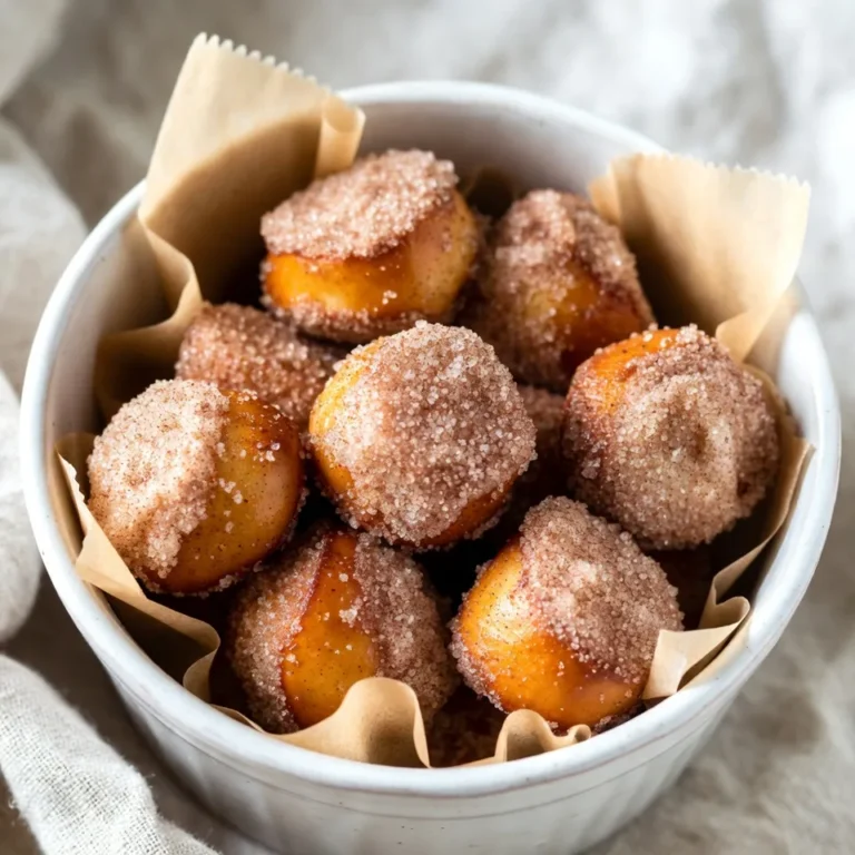 To make the perfect cinnamon sugar pretzel bites, you need the following ingredients: - 1 cup warm water (about 110°F or 45°C) - 1 tablespoon granulated sugar - 2 teaspoons active dry yeast - 1 ½ cups all-purpose flour - ½ teaspoon salt - 2 tablespoons unsalted butter, melted - ½ cup baking soda - 1 cup granulated sugar (for coating) - 2 tablespoons ground cinnamon Gather these kitchen tools before you start: - Mixing bowls - Slotted spoon - Baking sheet - Parchment paper - Pot for boiling water - Measuring cups and spoons - Rolling pin - Kitchen towel These pretzel bites are a fun snack, but keep an eye on the nutrition: - Serving Size: About 4-6 bites - Calories: Approximately 150 per bite - Fat: 3g - Carbohydrates: 29g - Protein: 2g - Sugar: 10g (from cinnamon sugar coating) These bites taste great, but enjoy them in moderation! They are best eaten fresh and warm. {{ingredient_image_1}} Start by mixing warm water, sugar, and yeast in a bowl. Stir gently and let it sit for about 5 minutes. You want it to become frothy. This step activates the yeast, making your pretzel bites rise. In another bowl, combine flour and salt. Then, pour the melted butter into the yeast mixture. Next, add this to the flour mix. Stir until a dough forms. Knead the dough on a floured surface for 5 to 7 minutes. It should feel smooth and elastic. Place the dough in a greased bowl and cover it with a damp cloth. Let it rise in a warm place for about 30 minutes, or until it has doubled in size. After the dough rises, punch it down to release the air. Roll it into a long rope. Cut this rope into bite-sized pieces, about 1 inch each. In a pot, bring 4 cups of water to a boil. Add baking soda carefully; it may bubble up. Drop the pretzel bites into the boiling water for about 30 seconds. Use a slotted spoon to remove them and place them on a prepared baking sheet. Preheat your oven to 425°F (220°C) while the dough rises. Once the pretzel bites are on the baking sheet, bake them for 10 to 12 minutes. They should turn golden brown. While they bake, mix sugar and cinnamon in a bowl. Once baked, toss the warm pretzel bites in the cinnamon sugar mixture until fully coated. Enjoy them warm for the best flavor! To get that soft and chewy texture, knead the dough well. Aim for about 5-7 minutes. This helps build gluten. After kneading, let the dough rise in a warm place. It should double in size. If it doesn’t rise much, your yeast might be old or the water too hot. One mistake is boiling the dough for too long. Keep it to just 30 seconds. If you boil too long, the bites get tough. Another mistake is not measuring the ingredients correctly. Use a kitchen scale if possible for best results. Lastly, don’t skip the cinnamon sugar toss. It adds that sweet touch we all love. Serve these pretzel bites warm for the best taste. A wooden board or a basket lined with parchment paper looks nice. You can add a side of warm caramel sauce or cream cheese dip for extra flavor. Kids love dipping, and it makes for a fun snack! Pro Tips Use Warm Water: Make sure the water is warm, around 110°F (45°C), to activate the yeast properly without killing it. Kneading Technique: Knead the dough until it's smooth and elastic; this helps develop the gluten for a chewier pretzel bite. Boiling is Key: Boiling the pretzel bites in baking soda water gives them that classic pretzel flavor and chewy texture. Toss Immediately: Toss the warm pretzel bites in the cinnamon sugar mixture right after baking for the best coating. {{image_2}} You can add fun flavors to your cinnamon sugar pretzel bites. Try mixing in some vanilla extract or almond extract into the dough. You can also add a pinch of nutmeg for warmth. If you love chocolate, sprinkle mini chocolate chips into the dough before shaping. For a fruity twist, mix in dried fruits like cranberries or raisins. Each addition gives a new spin to your snack. While cinnamon sugar is classic, feel free to experiment. Try coating your pretzel bites in crushed nuts for crunch. You can use walnuts or pecans for a tasty twist. Another great option is to coat them in powdered sugar for a sweeter treat. If you're feeling adventurous, melt some cheese and dip the warm pretzel bites in it. The options are endless! You can make these pretzel bites gluten-free with a few simple swaps. Replace all-purpose flour with gluten-free all-purpose flour. Make sure it has xanthan gum for the right texture. You can also use almond flour for a nutty flavor. Just keep in mind that the texture may change slightly. These gluten-free bites will still be delicious and fun to enjoy! To keep your cinnamon sugar pretzel bites fresh, let them cool first. Place them in an airtight container. This keeps them soft and tasty. Store them at room temperature for up to two days. If you want them to last longer, you can refrigerate them for up to a week. Just make sure to wrap them well to prevent drying out. When you’re ready to enjoy your pretzel bites again, preheat your oven to 350°F (175°C). Place the pretzel bites on a baking sheet. Heat them for about 5-7 minutes. This warms them up and makes them soft again. You can also microwave them for about 10-15 seconds, but they may lose some texture. If you plan to save some pretzel bites for later, freezing is a great option. First, let them cool completely. Then, place them in a freezer-safe bag or container. They can last for up to three months in the freezer. To thaw, leave them in the fridge overnight. Once thawed, reheat them in the oven for the best taste and texture. Yes, you can make these pretzel bites ahead of time. Prepare the dough and let it rise. Once shaped, you can freeze them before boiling. When ready to eat, just boil and bake them straight from the freezer. This way, you have fresh pretzel bites any time! If you don’t have baking soda, you can use baking powder instead. However, the texture and flavor will change. Baking soda gives pretzel bites a unique taste and chewy texture. Stick with it if you can, as it’s the best choice for this recipe. Pretzel bites are done when they turn a golden brown color. Bake them for about 10-12 minutes. You can also tap the bottom; it should sound hollow. If they look and sound right, they are ready to eat! Yes, these pretzel bites freeze well! After baking and cooling, place them in an airtight container. You can keep them in the freezer for up to three months. When you want to enjoy them, just reheat in the oven until warm. You learned about the key ingredients, tools, and steps to make pretzel bites. I shared tips to enhance texture and avoid mistakes. We also explored fun variations and proper storage. Remember, making these bites can be a rewarding experience. With a little practice, you will create perfect snacks. Enjoy your pretzel bites fresh, or try different coatings. Keep experimenting in your kitchen!