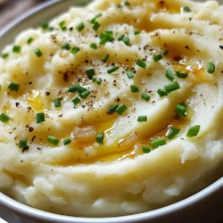 To make the best roasted garlic mashed potatoes, gather these ingredients: - 2 pounds russet potatoes, peeled and cubed - 1 whole head of garlic - 1/2 cup unsalted butter (at room temperature) - 1/2 cup heavy cream (or milk for a lighter option) - Salt and pepper to taste - Fresh chives, chopped (for garnish) - 1/4 cup cream cheese (optional for extra creaminess) I recommend using russet potatoes for this dish. They have a high starch content, making them fluffy when cooked. Yukon Gold potatoes also work well. They add a creamy texture and buttery flavor. Avoid waxy potatoes like red potatoes. They do not mash well and result in a gluey texture. You can enhance your mashed potatoes in fun ways. Consider these add-ins: - Cream cheese: Adds extra creaminess and tang. - Sour cream: For a zesty kick. - Cheddar cheese: Melts into the potatoes for a rich taste. - Herbs: Chives, thyme, or rosemary add fresh flavors. - Roasted garlic: Use more than the recipe calls for if you're a garlic lover! Feel free to mix and match these options. They can take your roasted garlic mashed potatoes to the next level! {{ingredient_image_1}} To start, preheat your oven to 400°F (200°C). Take a whole head of garlic and cut off the top. This exposes the cloves. Drizzle a bit of olive oil on top. Next, wrap the garlic tightly in aluminum foil. Roast it in the oven for 30 to 35 minutes. The garlic will be soft and sweet when done. Let it cool a bit before handling. While the garlic roasts, it’s time to focus on the potatoes. Peel and cube 2 pounds of russet potatoes. Place them in a large pot and cover them with cold water. Add a generous pinch of salt to the water. Bring the pot to a boil over high heat. Once boiling, reduce to a simmer. Cook for 15 to 20 minutes until the potatoes are tender. You can check by piercing them with a fork. After cooking, drain the potatoes and return them to the pot. Keep the heat low for a minute to let out extra moisture. Next, squeeze the roasted garlic cloves into a small bowl. Mash them with a fork until smooth. Add the garlic puree to the potatoes along with 1/2 cup of butter and 1/2 cup of heavy cream. If you want extra creaminess, you can add 1/4 cup of cream cheese. Use a potato masher or a hand mixer to mash everything together until it’s smooth and creamy. Season with salt and pepper to taste. For a beautiful touch, transfer the mashed potatoes to a serving bowl and garnish with chopped chives. For the best roasted garlic mashed potatoes, I suggest using russet potatoes. They have a high starch content, making them fluffy and smooth. You can also try Yukon Gold potatoes. They give a creamy texture and a buttery flavor. Avoid waxy potatoes, as they do not mash well. To make your mashed potatoes ultra-creamy, use room temperature butter and heavy cream. The warmth helps blend everything together. If you want even more creaminess, add cream cheese. Just mix it in with the other ingredients. Always mash the potatoes while they are hot for the best texture. Store leftover mashed potatoes in an airtight container. They can last in the fridge for up to three days. When you want to reheat them, add a splash of cream or milk. This helps restore their creamy texture. Heat them gently on the stove or in the microwave. Stir well to avoid hot spots. Enjoy your creamy dream dish even later! Pro Tips Choose the Right Potatoes: For the best texture, stick with starchy potatoes like russets, as they yield a fluffier mash. Don’t Rush the Garlic: Roasting garlic slowly enhances its flavor, so make sure it’s soft and caramelized for the best taste. Adjust Creaminess: Add more cream or butter gradually until you reach your desired consistency—it’s easier to add than to take away! Garnish for Flavor: Fresh herbs like chives not only add color but also a fresh flavor that complements the creamy potatoes. {{image_2}} You can take your roasted garlic mashed potatoes to the next level with cheese. Adding cheese gives a rich flavor that makes every bite special. I recommend using cream cheese for a smooth, creamy texture. You can mix in about 1/4 cup of cream cheese before mashing. For a sharper taste, try adding grated cheddar or Parmesan. Just fold in your cheese of choice after mashing. The heat from the potatoes melts the cheese for a nice, gooey finish. Adding herbs can boost the flavor of your mashed potatoes. Fresh herbs like thyme, rosemary, or parsley work wonders. You can chop a tablespoon or two and mix them in after mashing your potatoes. If you want a stronger herb taste, try infusing the cream with herbs. Heat the cream with herbs before mixing it in. This method makes your mashed potatoes fragrant and fresh. If you want a healthier option, you can swap some ingredients. Use low-fat milk instead of heavy cream. This will cut down on calories while still keeping it creamy. For a vegan version, replace butter with olive oil or vegan butter. Use plant-based milk like almond or soy milk instead of cream. You can also add a bit of nutritional yeast for a cheesy flavor without dairy. These swaps keep your mashed potatoes delicious and light. To keep your roasted garlic mashed potatoes fresh, store them in an airtight container. This helps prevent moisture loss and keeps them creamy. Let the potatoes cool to room temperature before sealing. Storing them while hot can create steam, making them watery. Yes, you can freeze these mashed potatoes! To freeze, scoop them into a freezer-safe container. Leave about an inch of space at the top, as they will expand when frozen. They will stay good for up to three months. When you want to enjoy them, just thaw them in the fridge overnight. Reheating is key to enjoying your mashed potatoes. I recommend using a stovetop method. Place the mashed potatoes in a pot over low heat. Add a splash of milk or cream to help restore creaminess. Stir gently until they heat through. This keeps them from drying out and ensures they stay delicious. Yes, you can use other types of potatoes. Yukon Gold potatoes are great. They have a creamy texture and rich flavor. Red potatoes also work well but may be a bit chunkier. Just remember to peel them if you want a smooth dish. To make smooth mashed potatoes, drain them well after cooking. Return them to the pot on low heat to remove moisture. Then, mash them with a potato masher or electric mixer. Adding warm butter and cream helps create that silky texture. Avoid over-mixing, as it can make them gummy. You can use milk if you want a lighter option. Almond milk or oat milk can also work well for a dairy-free choice. For richness, try sour cream or yogurt. Each option will give a different taste, so choose what you like best. In this blog post, we explored how to make delicious roasted garlic mashed potatoes. I shared the best ingredients, types of potatoes, and ways to add flavor. We walked through each step, from prepping garlic to achieving a creamy texture. I also gave tips for picking potatoes and storing leftovers. Don't forget to try different variations, like adding cheese or herbs. With these insights, you can create perfect mashed potatoes each time. Enjoy your cooking, and remember, practice makes perfect!