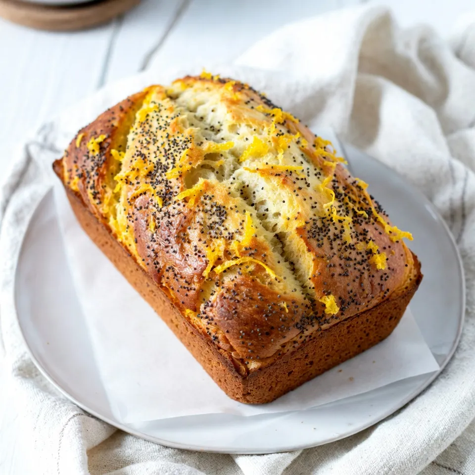 Lemon poppy seed bread shines with fresh, bright flavors. Here’s what you need: - 1 ½ cups all-purpose flour - 1 teaspoon baking powder - ½ teaspoon baking soda - ¼ teaspoon salt - ¾ cup granulated sugar - 2 large eggs - ½ cup plain Greek yogurt - ⅓ cup vegetable oil - Zest of 2 lemons - 2 tablespoons fresh lemon juice - 2 tablespoons poppy seeds Each ingredient plays a key role. The flour gives structure. Baking powder and baking soda help it rise. Salt balances the sweet taste. Sugar adds sweetness and moisture. Eggs bind everything together. Greek yogurt keeps it moist and adds a nice tang. Vegetable oil ensures the bread stays soft. Lemon zest and juice provide that zesty flavor we love. Finally, poppy seeds add a delightful crunch. Gather these ingredients to create your own lemon poppy seed bread. You’ll enjoy the process and the tasty result! {{ingredient_image_1}} First, set your oven to 350°F (175°C). This is the perfect temperature for baking. Next, prepare your loaf pan. You can grease it with butter or line it with parchment paper. This helps the bread come out easily. In a medium bowl, whisk together the flour, baking powder, baking soda, and salt. Make sure they mix well. This step is key for a fluffy bread. Set this bowl aside once done. In a large bowl, combine the sugar and lemon zest. Use a fork or whisk to mix them until fragrant. Then, add the eggs. Whisk them until the mixture turns pale and frothy. Next, stir in the Greek yogurt, vegetable oil, and lemon juice. Mix until it is smooth and well combined. Now, it’s time to bring both mixtures together. Gradually fold the dry ingredients into the wet ingredients. Mix just until no dry flour remains. Be careful not to overmix! Finally, gently fold in the poppy seeds. They add a nice crunch. Pour the batter into your prepared loaf pan. Smooth the top with a spatula for a nice finish. To get the best texture in your lemon poppy seed bread, avoid overmixing. When you mix too much, the bread can become dense and tough. Mix just until you don’t see any dry flour. This helps keep it light and fluffy. Also, let your ingredients come to room temperature before mixing. Eggs and yogurt mix better when they are not cold. This simple step makes a big difference in the final outcome. You can boost the flavor even more by adding extra lemon zest. Consider using zest from three lemons instead of two for a stronger lemon taste. You could also mix in some vanilla or almond extract for a unique twist. A pinch of cinnamon can add warmth and depth, too. To test if your bread is done, insert a toothpick into the center. If it comes out clean, your bread is ready. If it has batter on it, bake for a few more minutes. Baking times can vary based on your oven. If your oven runs hot, check the bread a bit early. For a cooler oven, it may need a few extra minutes. Always keep an eye on it to avoid overbaking. Pro Tips Use Fresh Lemons: For the best flavor, always use freshly grated lemon zest and freshly squeezed lemon juice. The oils in the zest provide a vibrant citrus aroma that enhances the bread's taste. Don't Overmix: When combining the dry ingredients with the wet ingredients, mix just until no dry flour remains. Overmixing can lead to a dense texture rather than a light and fluffy loaf. Check for Doneness: Ovens can vary, so start checking your bread a few minutes before the suggested baking time. Insert a toothpick into the center; it should come out clean when the bread is done. Storage Tips: To keep your lemon poppy seed bread fresh, store it in an airtight container at room temperature for up to 3 days, or wrap it tightly and freeze for up to 2 months. {{image_2}} You can easily change the taste of your lemon poppy seed bread. Adding fresh blueberries or raspberries gives it a fruity twist. Use about 1 cup of berries. Gently fold them into the batter just before baking. Another fun option is using almond extract. Swap out a teaspoon of vanilla for almond. This will add a nutty flavor that pairs well with lemon. Try it next time for a new experience! If you need a gluten-free option, you can use gluten-free flour. Look for a blend that works well for baking. Measure the same amount as all-purpose flour. You might need to add more liquid, so keep an eye on the batter. Also, let the batter sit for a few minutes. This helps the gluten-free flour absorb moisture. Your bread will still turn out soft and tasty! To make this recipe vegan, you can replace the eggs and yogurt. Use flax eggs instead. Simply mix 1 tablespoon of flaxseed meal with 3 tablespoons of water for each egg. For the yogurt, try unsweetened plant-based yogurt. This keeps the texture smooth. Your lemon poppy seed bread will still be moist and full of flavor! After baking, let the bread cool in the pan for 10-15 minutes. This helps set the texture. Then, transfer the bread to a wire rack to cool completely. Cooling is key. It prevents soggy bread and keeps it fresh longer. To keep lemon poppy seed bread fresh, wrap it tightly. Use plastic wrap or aluminum foil. You can also place it in an airtight container. This keeps moisture in and air out. Store it at room temperature for up to 3 days. If it lasts longer, refrigerate it to prevent spoilage. To freeze, wrap the bread well in plastic wrap. Then, place it in a freezer bag. This helps keep the bread tasty for up to 3 months. When you’re ready to eat it, thaw at room temperature. You can also warm it in the oven for a few minutes. Enjoy that fresh taste again! No, you cannot directly swap lemon juice for zest. Lemon zest has oils that add flavor. It gives a fresh taste you can’t get from juice alone. Zest comes from the outer layer of the lemon peel. Juice is sour and watery, which changes the bread's texture. Use both for the best taste. Your bread is done when a toothpick comes out clean. Insert it in the center of the loaf. If it has wet batter, bake it a bit longer. The top should be golden brown, and the edges may pull away from the pan. This shows it's baked through. This bread pairs well with many things. Try butter for richness or cream cheese for a smooth spread. Add fresh fruit like berries for a bright touch. A cup of tea or coffee also matches nicely. You can enjoy it at breakfast or as a snack. When stored correctly, it lasts about 3 to 5 days at room temperature. Keep it in an airtight container. For longer storage, you can freeze it. Wrap the bread in plastic wrap, then foil. This way, it lasts for about 3 months in the freezer. This blog post gave you all you need to make lemon poppy seed bread. You learned the key ingredients and step-by-step instructions. Tips for texture and flavor made the process easier. You also explored fun variations and storage tips to keep your bread fresh. With these ideas, you can bake with confidence. I hope you enjoy making this tasty treat!